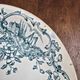 Antique compote dish Faïencerie de Lyon Marine, ironstone with blue-green decoration, 19th century.