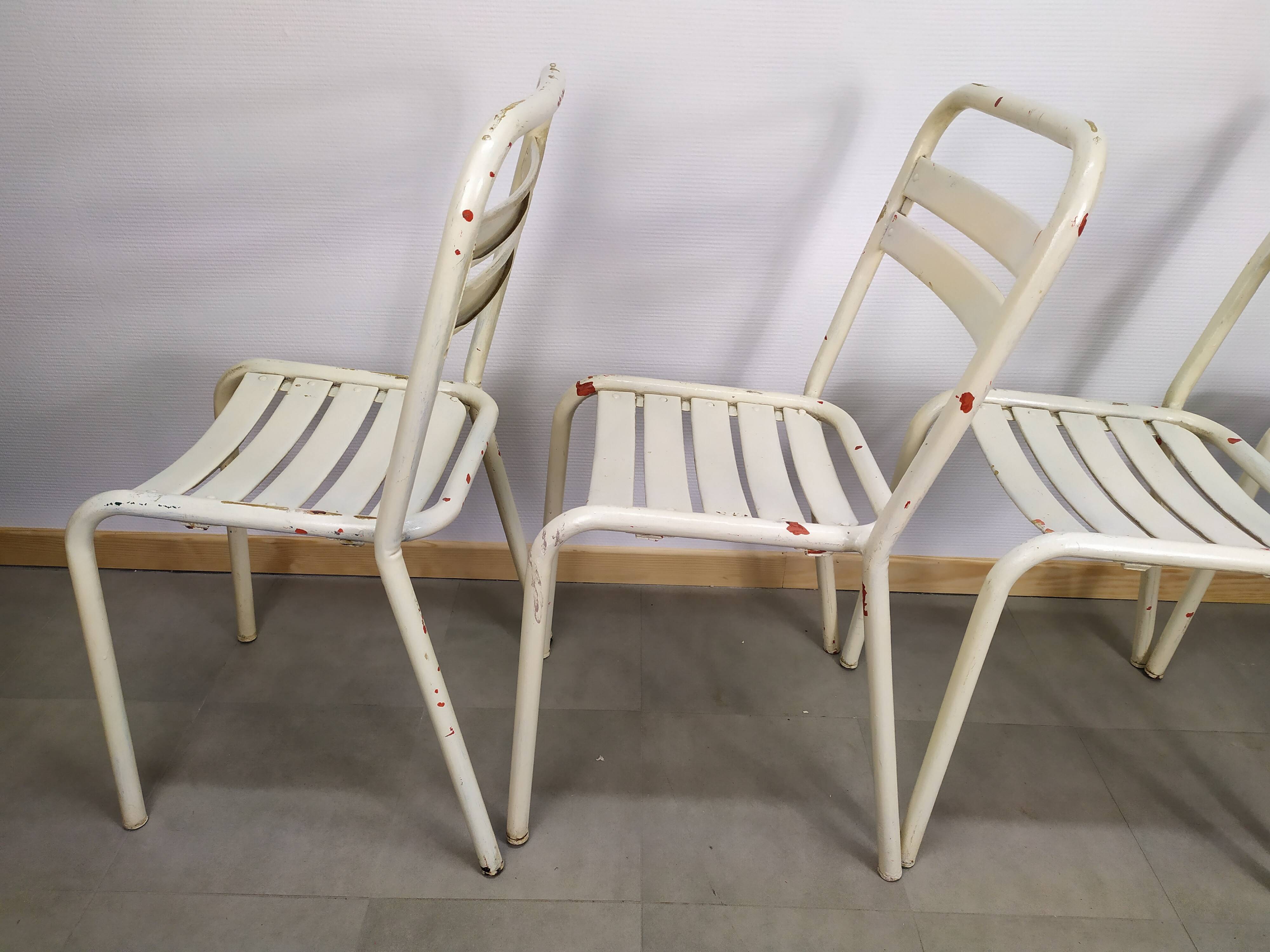 Lot of 4 chairs Tolix T2 by Xavier Pauchard 1950
