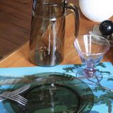 Set of 6 Vereco smoked glass dinner plates