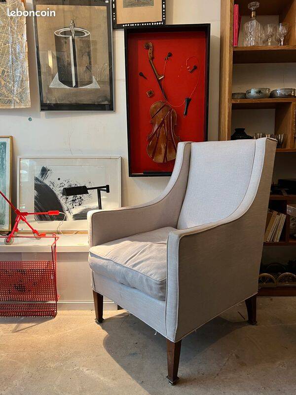 Pair of Vintage 1930s Art Deco High Back Armchairs