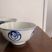 Lot of Blue White Porcelain Rice Tea from China with Cobalt Blue Imperial Dragons