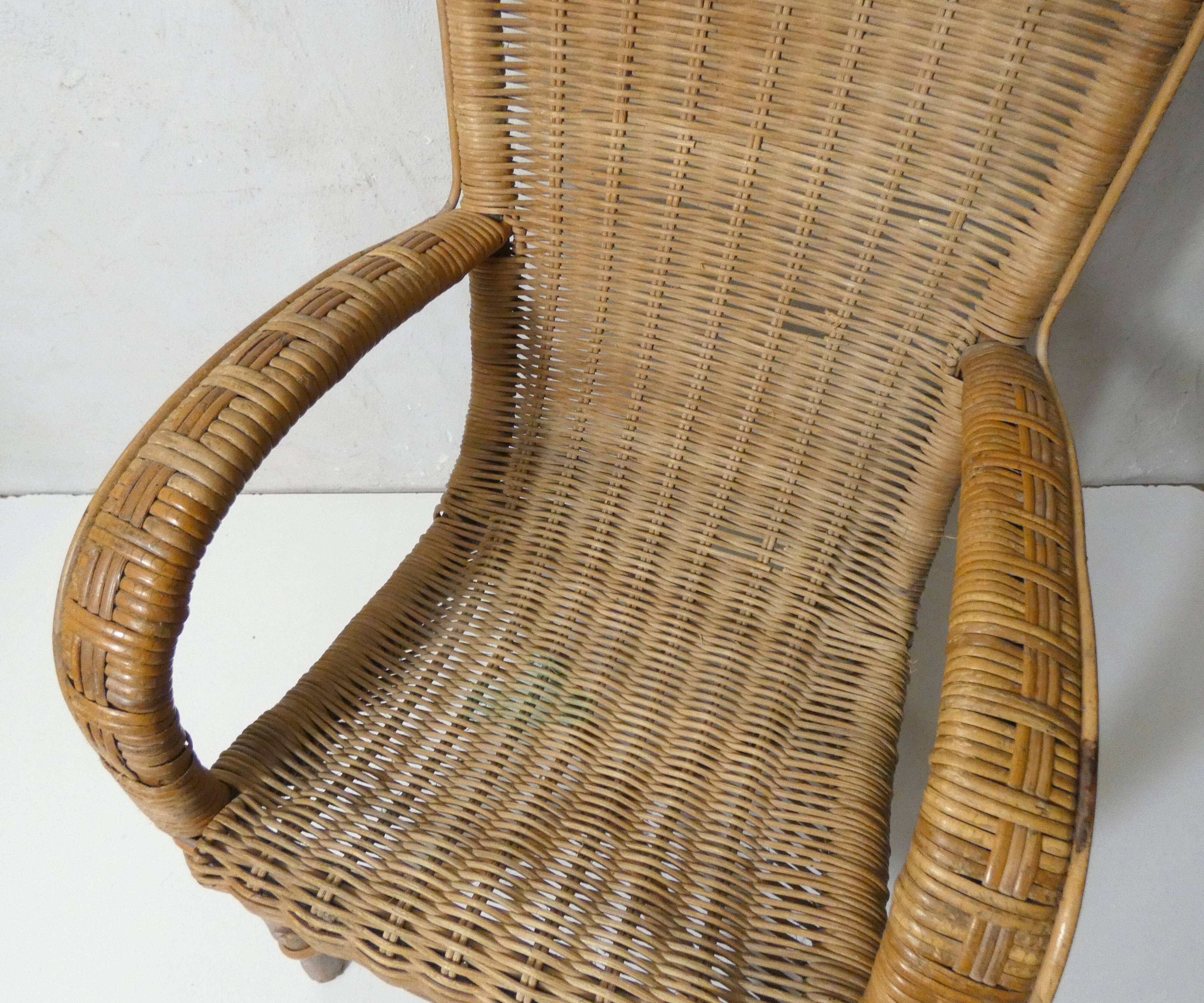 old rattan armchair for children