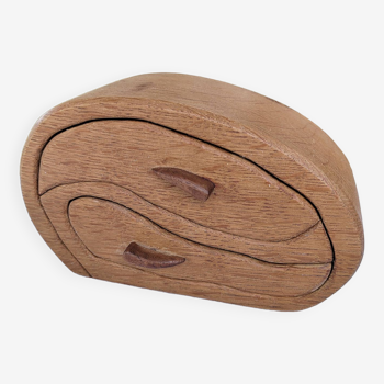 Carved wooden box in the shape of a small piece of furniture - handmade