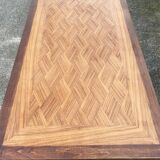 Grande table extensible, marqueterie, chêne, vintage, années 50