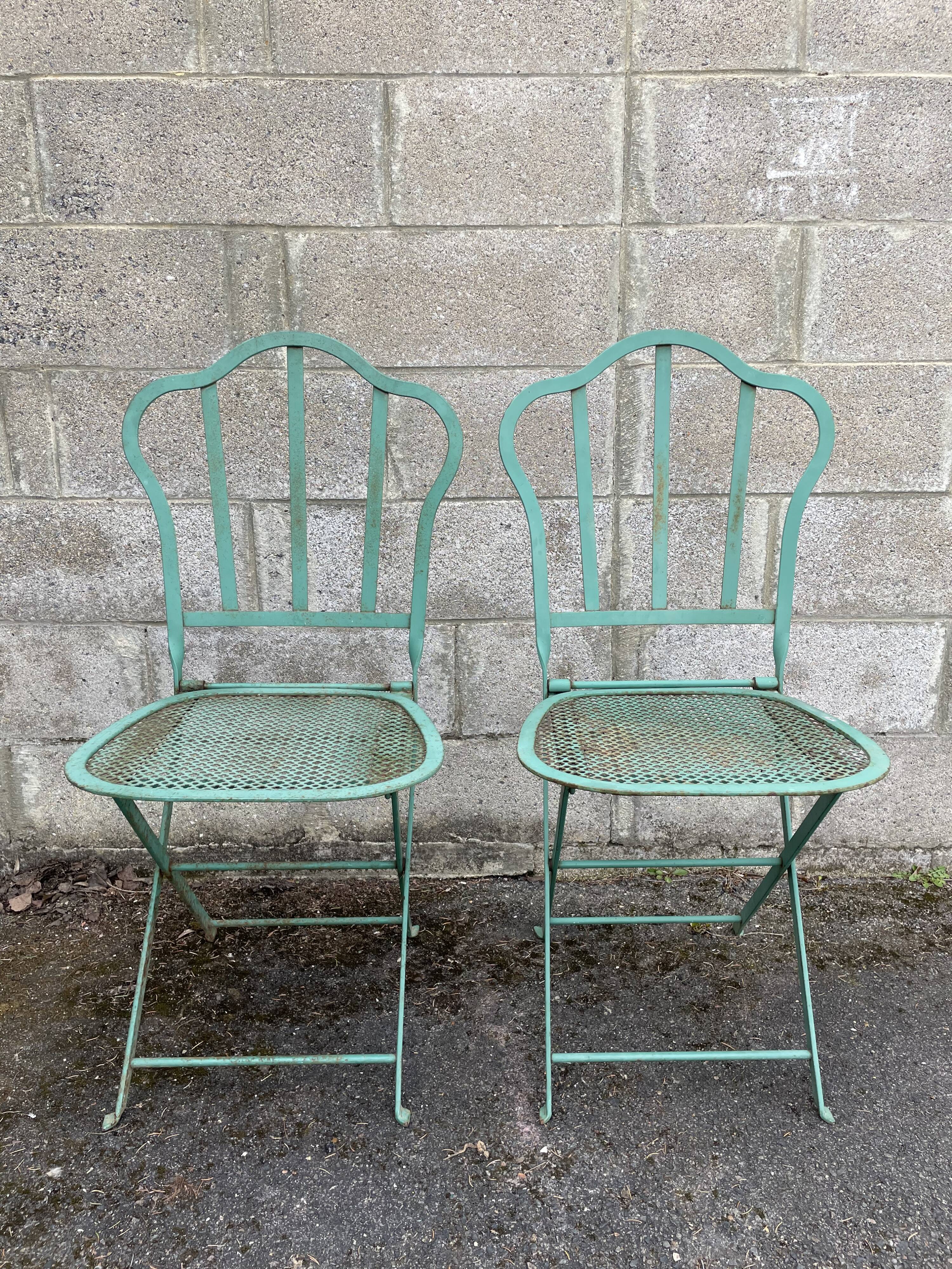 Set of 2 folding garden chairs XIXth