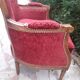Lot 2 fauteuil voltaire médaillon bergère rouge bois sculpture