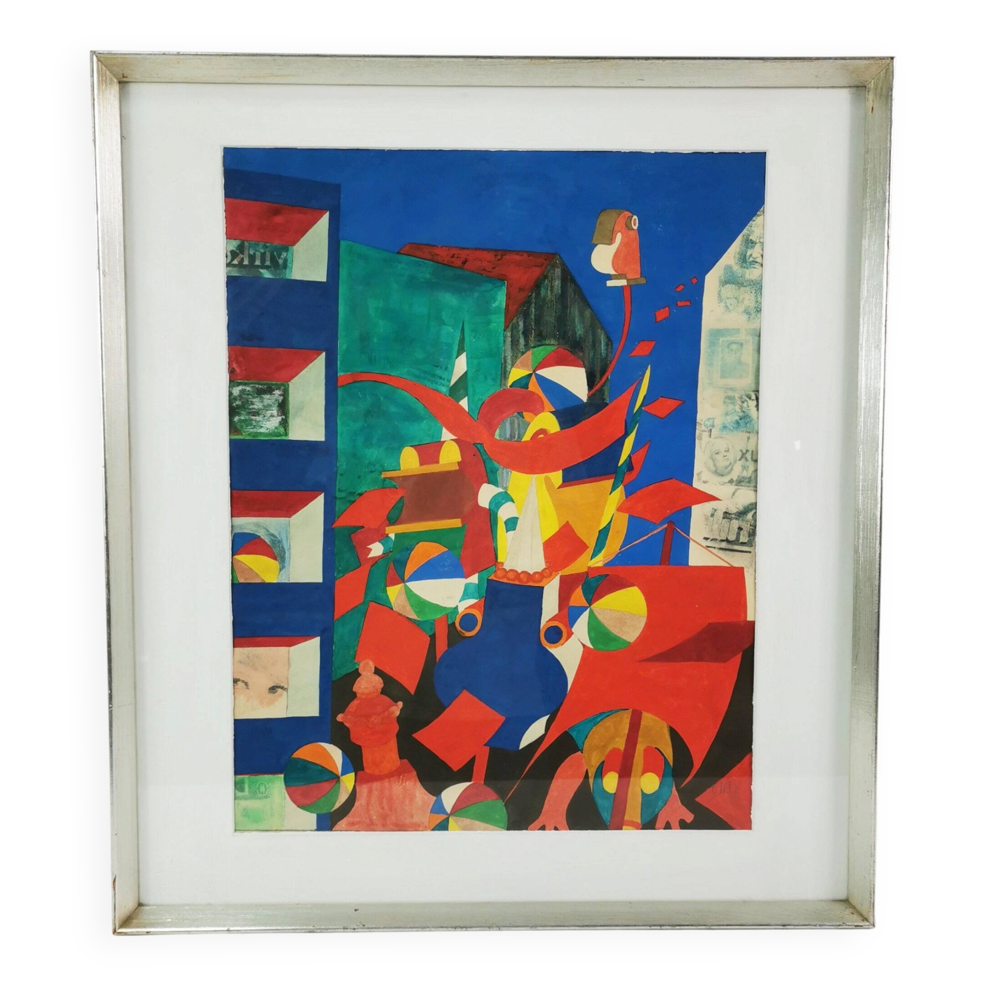 Surrealist painting, Bent Karl Jacobsen, Denmark 1970s