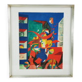 Surrealist painting, Bent Karl Jacobsen, Denmark 1970s