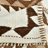 3x12 Geometric Beige & Brown Kilim Runner Rug, 102x357Cm