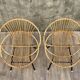 Pair of rattan and metal shell chairs, 1960