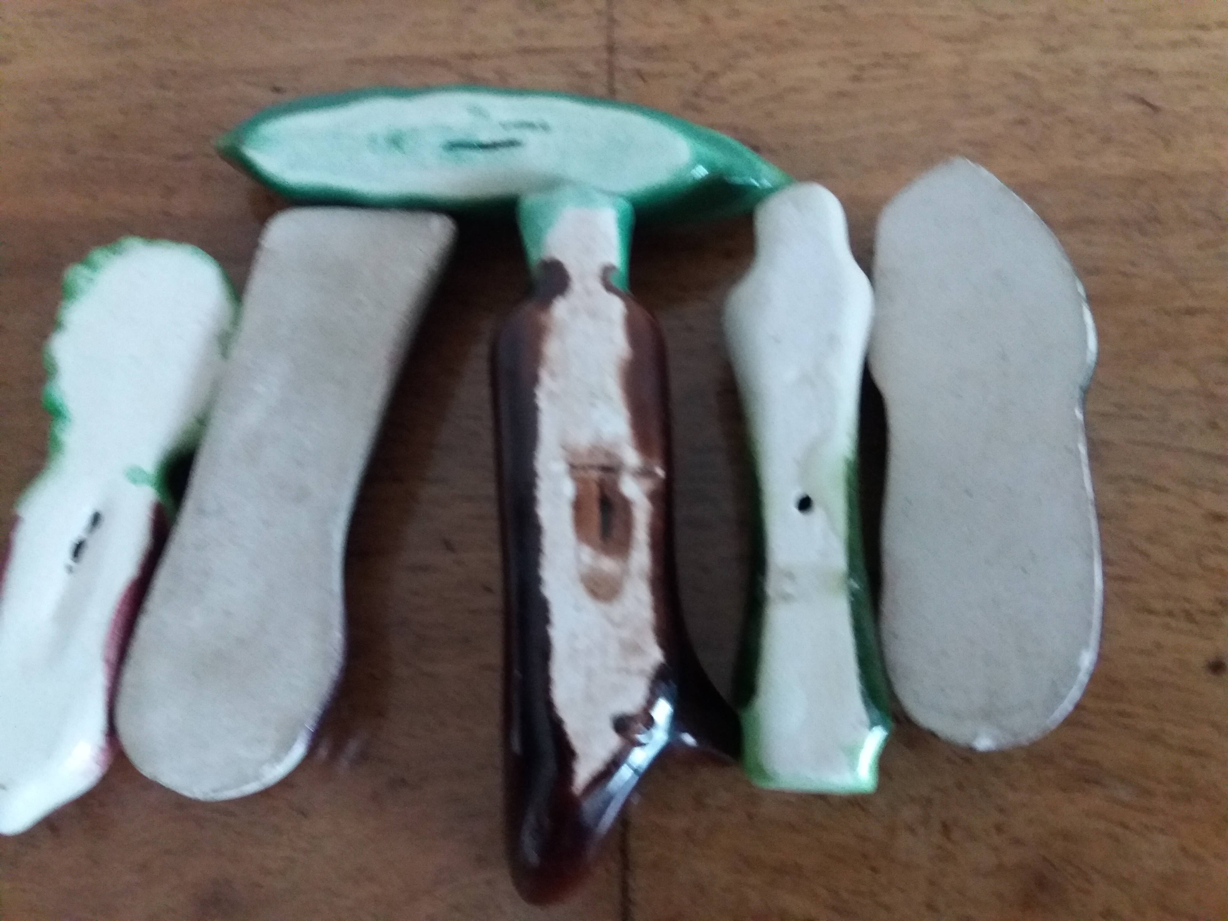Set of six earthenware vegetable knife rests from Vallauris.