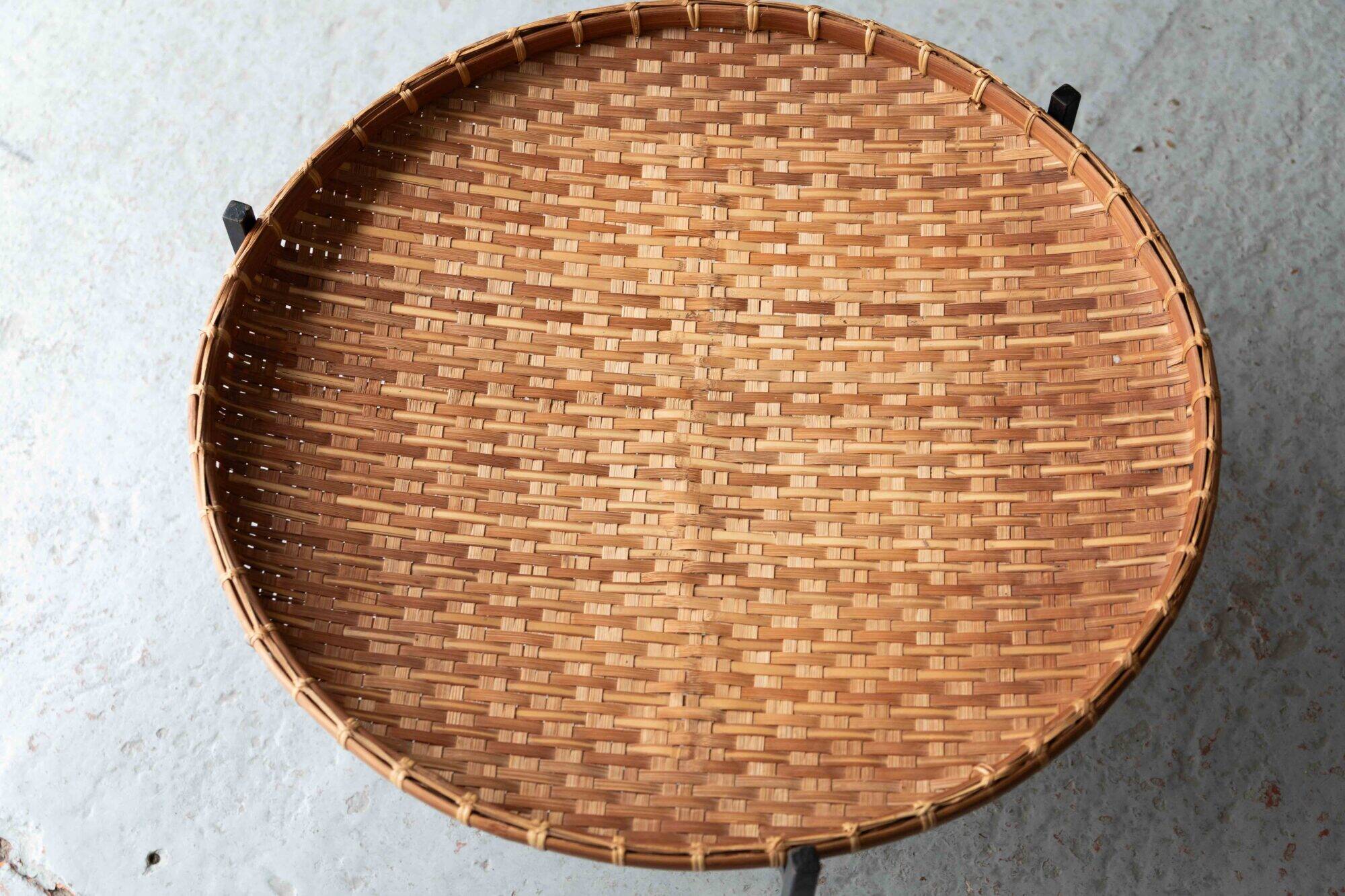 Rattan magazine basket, Netherlands, 1960s