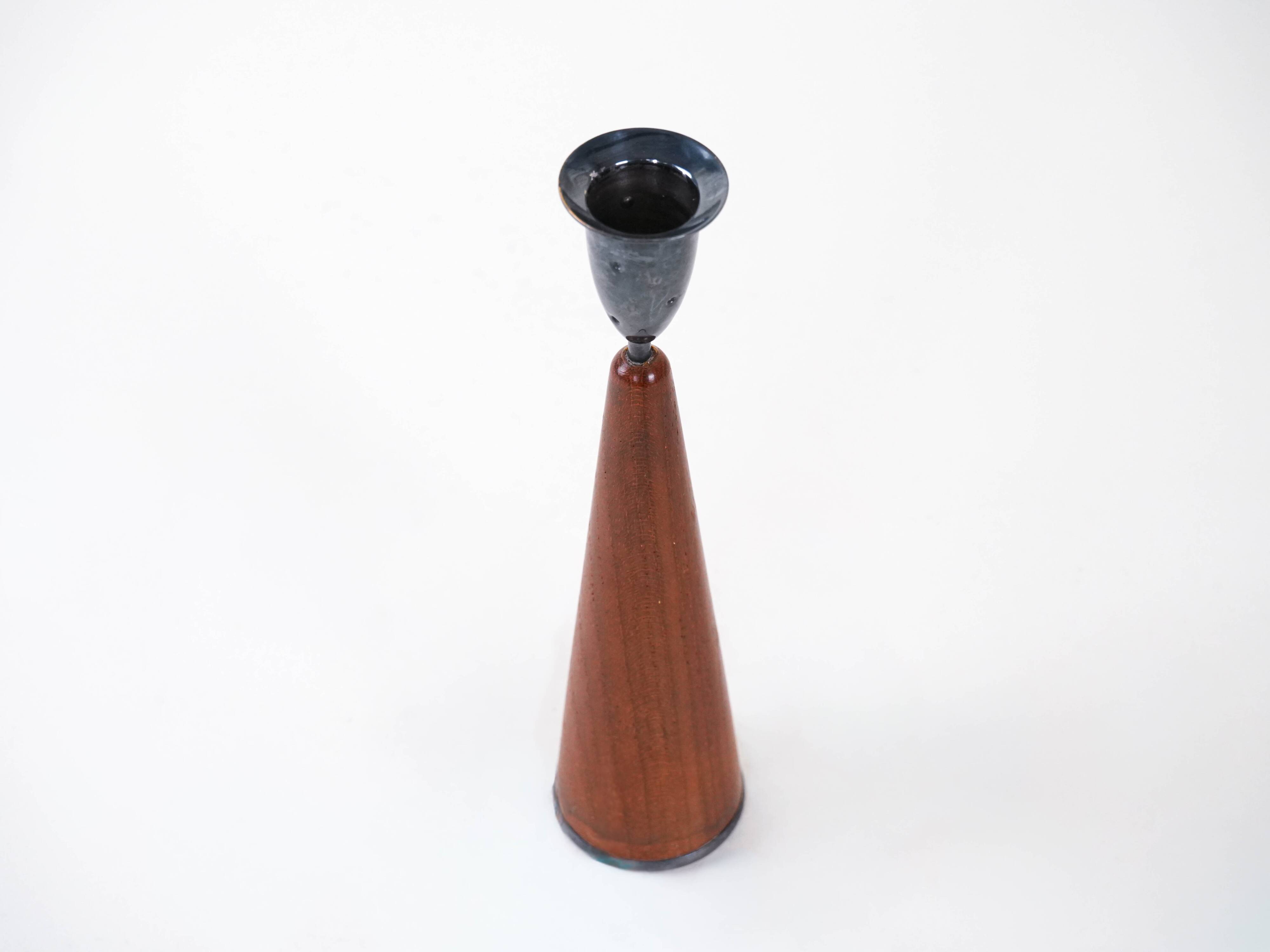 Bougeoir en teck, design danois, années 1960, fabriqué au Danemark