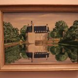 Oil on canvas signed-château de flers