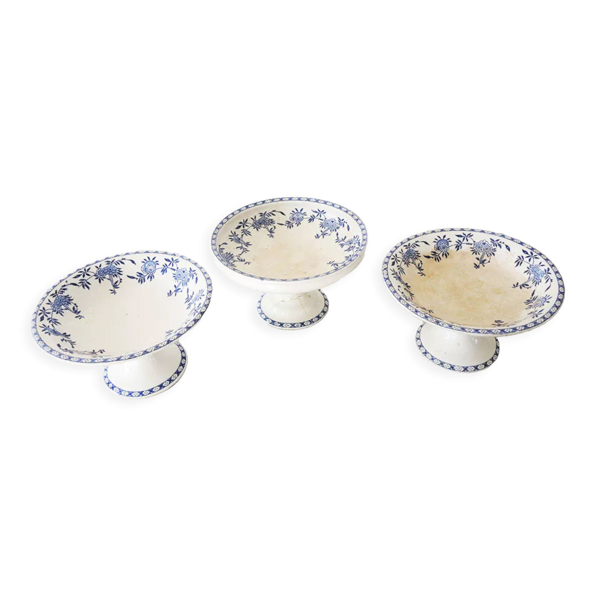 Former trio of dresden porcelain compotiers