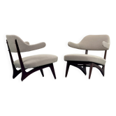Lounge chairs with new fabric, 1950s, Set of 2