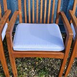 Stackable chair-armchair in solid teak with cushion by Vlaemynck