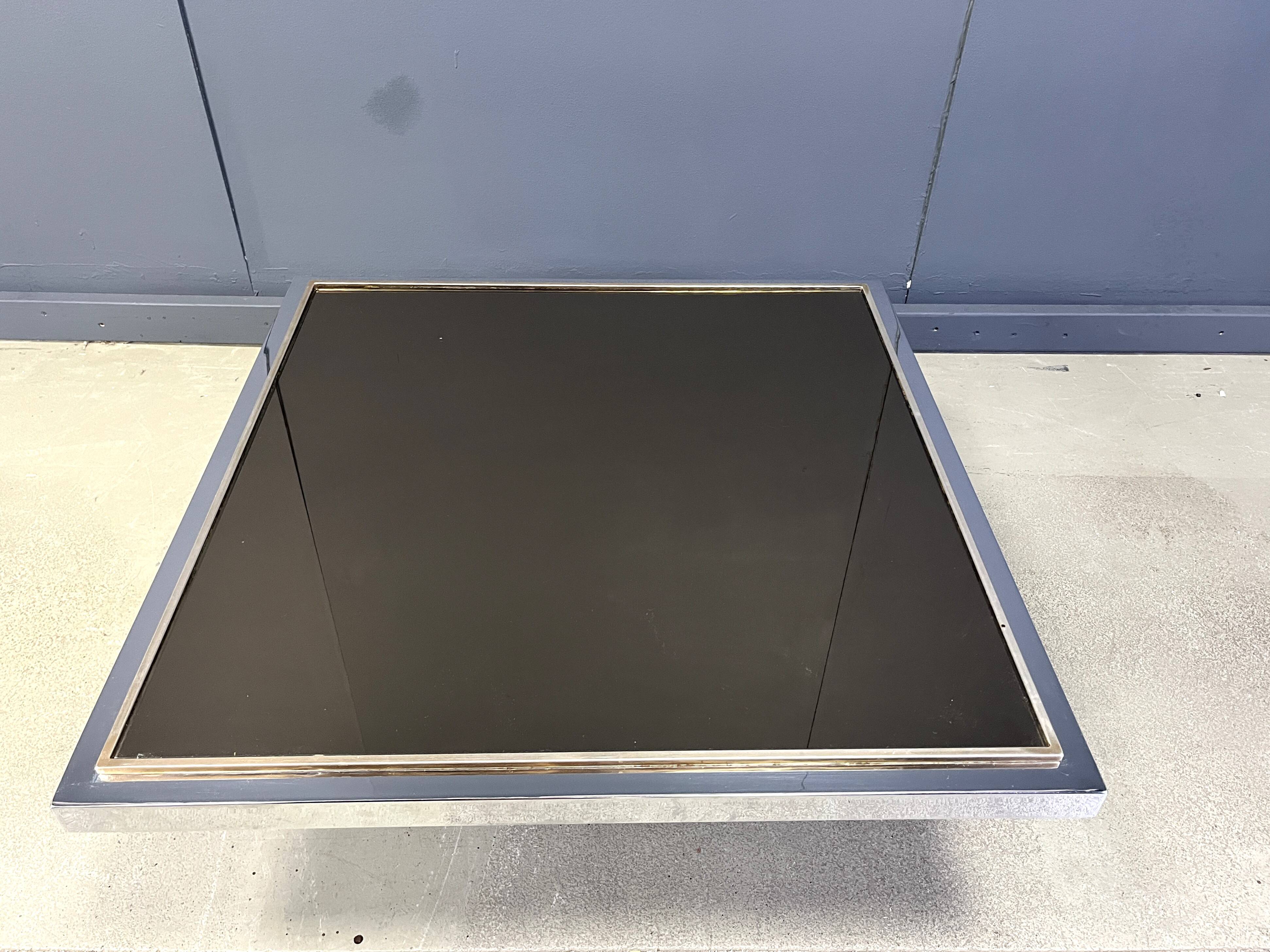 Vintage chrome and brass coffee table, 1970s