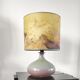 Vintage ceramic lamp signed & hand-painted silk shade 70s