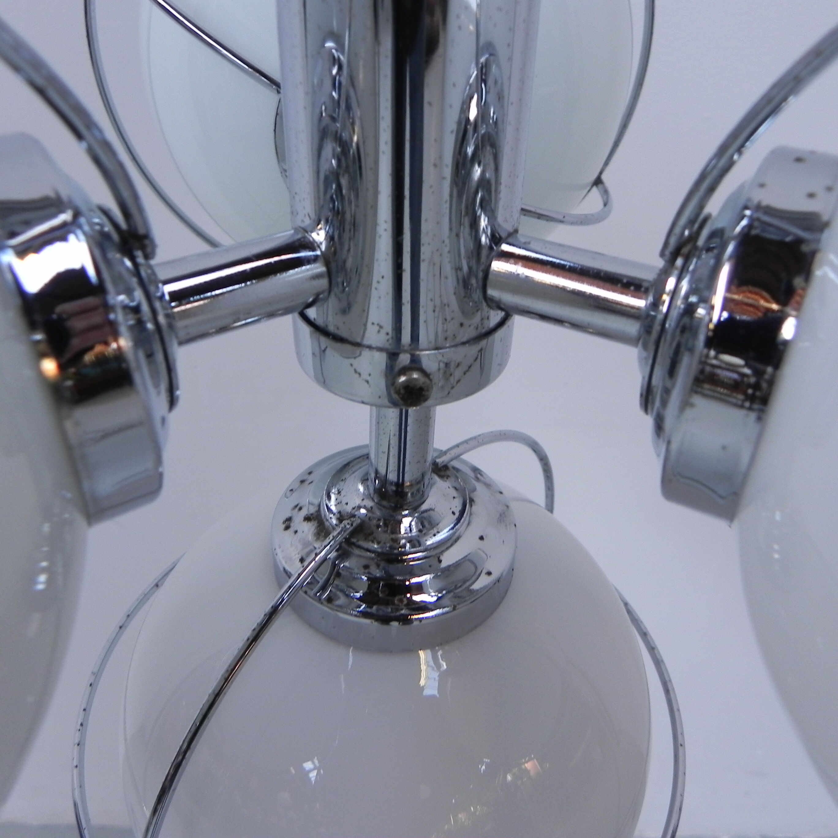 Vintage space age hanging lamp with 4 glass balls