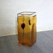 Vintage amber bubble glass vase from the 1960s, Scandinavian.