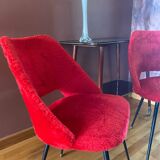 Pair of Pelfran moumoute barrel chairs, vintage from the 60s-70s, compass base.