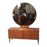 Scandinavian style sideboard with triptych mirror, 60s-70s