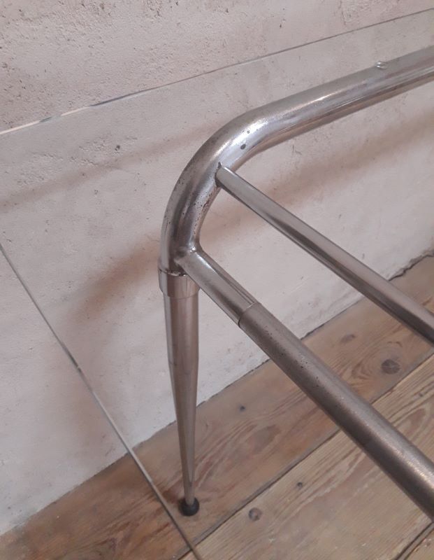 Desk table 120x76cm chrome metal and glass