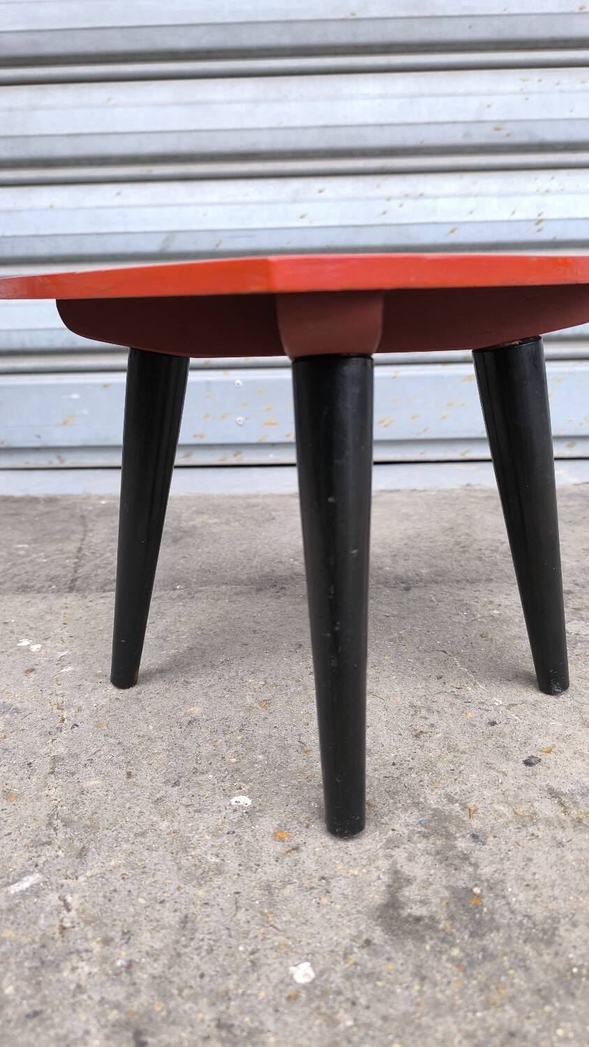 Tabouret Khokhloma en bois 1960