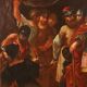 Ancient painting with a historical subject, oil on canvas, 17th century.
