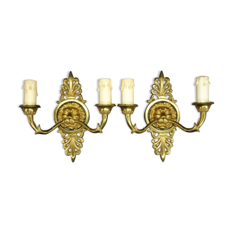 Pair of wall lamps, with lion heads, Empire style