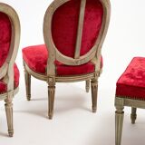 Pair of Louis XV style chairs and footrest