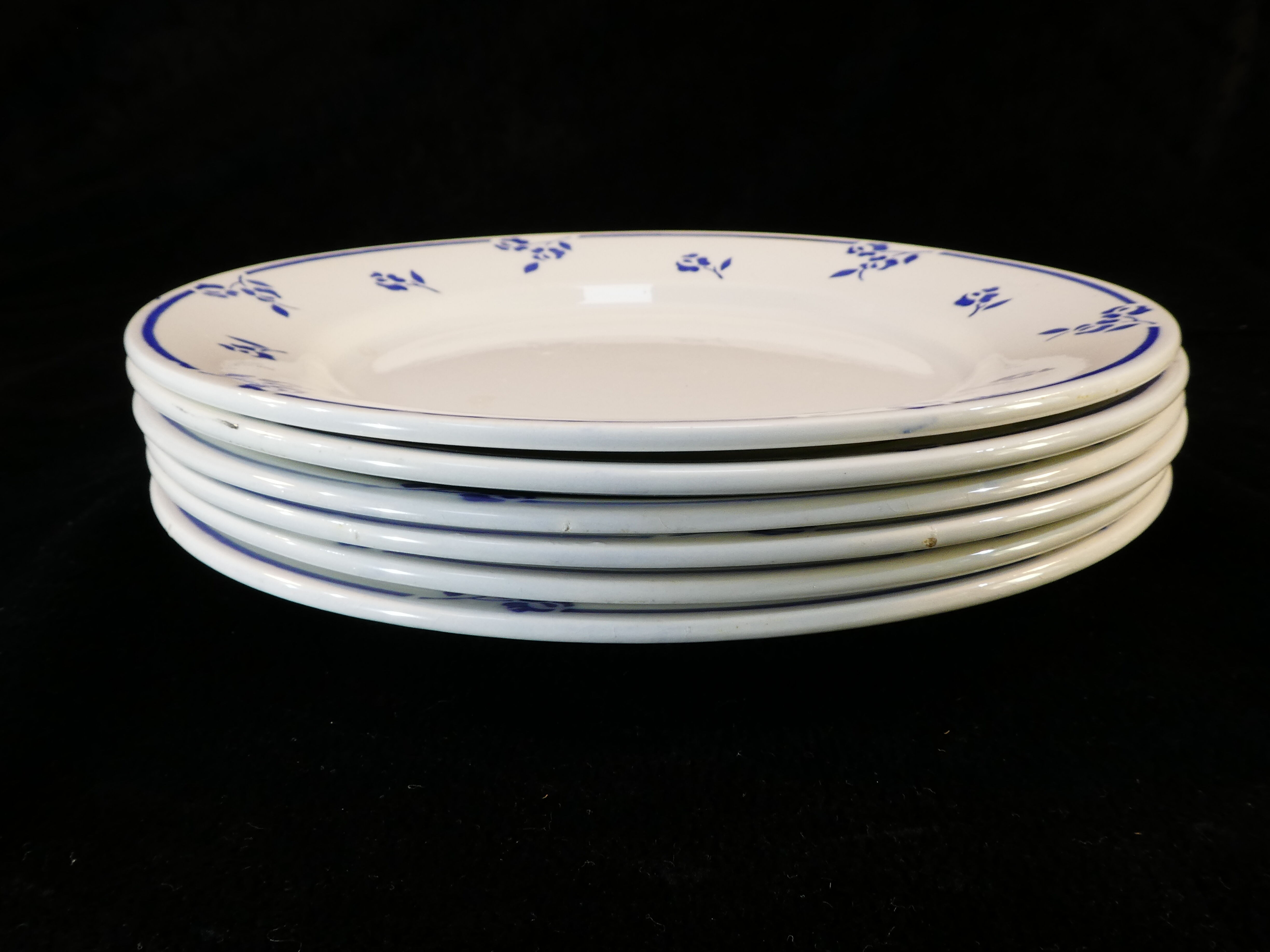 6 assiettes plates en faience de digoin sarreguemines petite fleur bleu