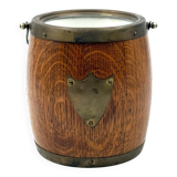 Mid-century brown oak ice bucket, Italy 1950s