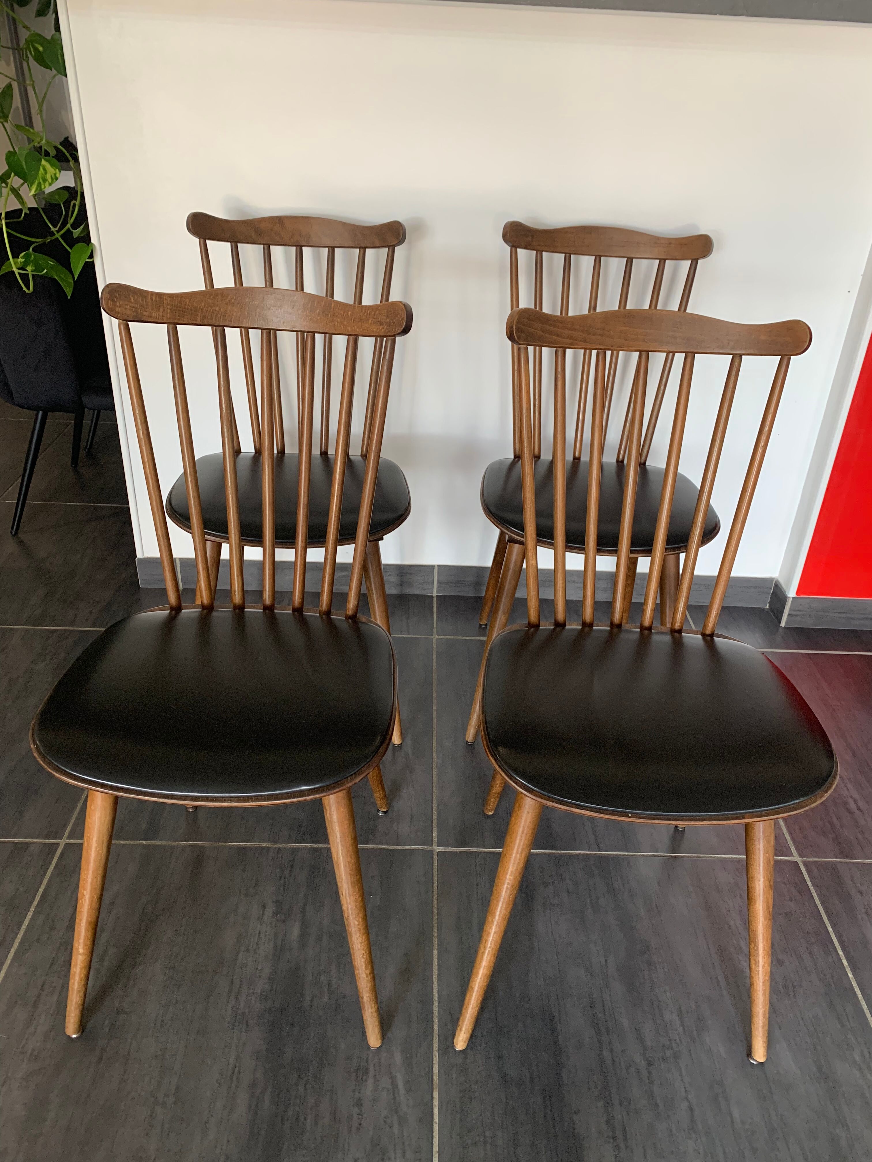 Série de 4 chaises Baumann Menuet, vintage, des années 1970