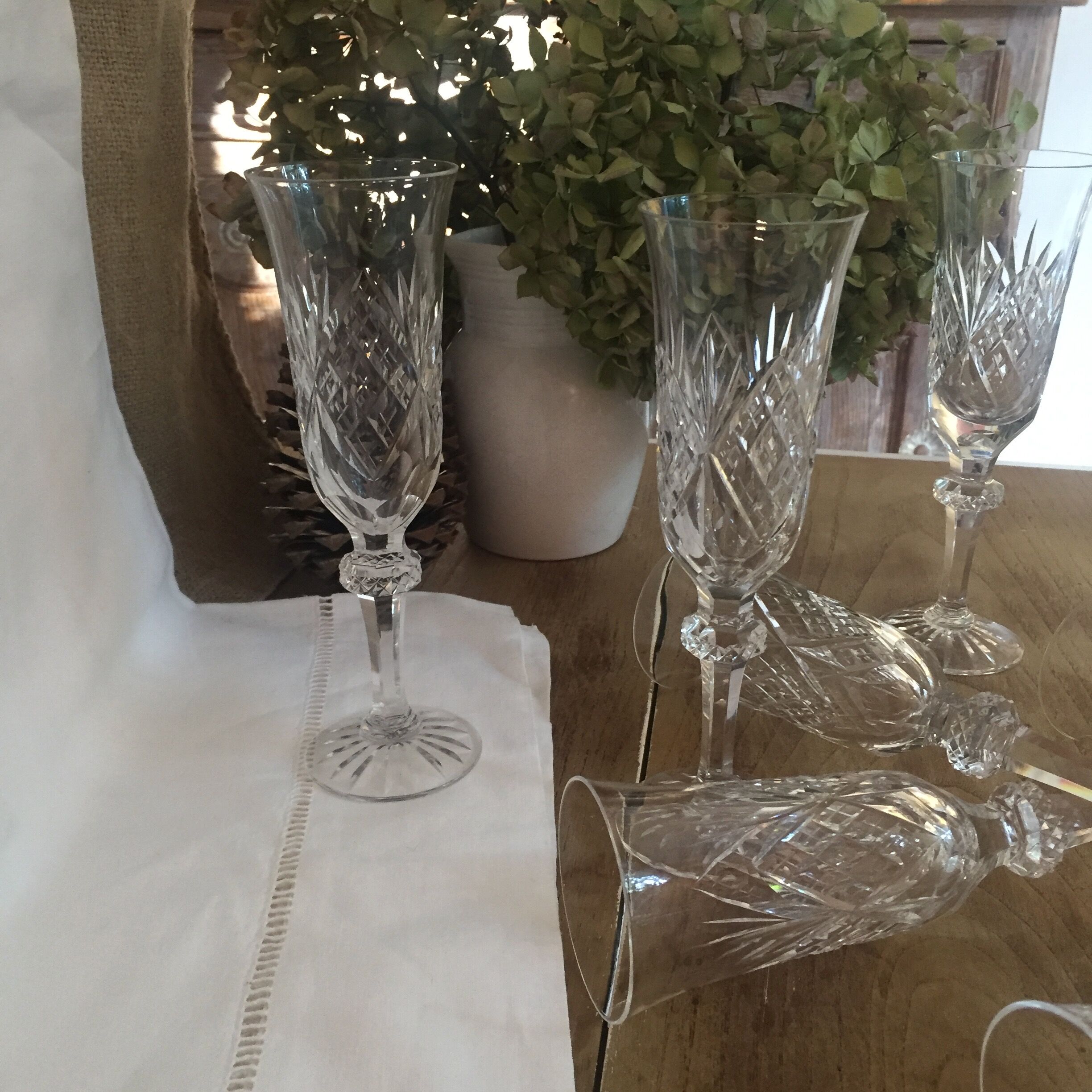 Set of 10 crystal flutes
