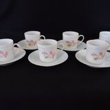 Set of six coffee cups and saucers, Limoges, Goumot Labesse