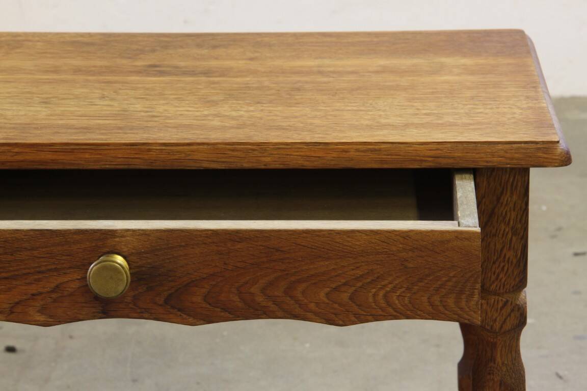 Pair of Vintage Danish Oak Bedside Tables with Drawer & Shelf, Kjærnulf style
