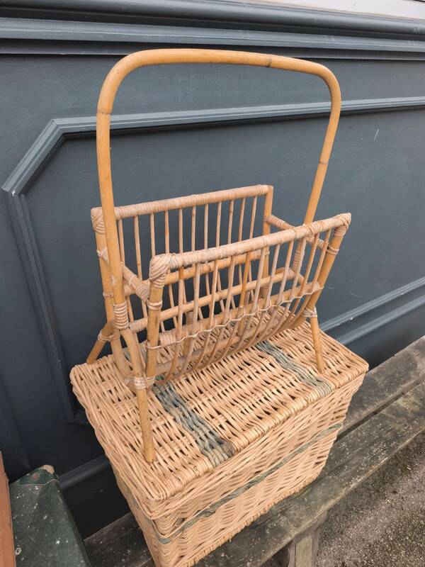 Vintage rattan magazine rack