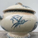 Earthenware tureen tureen Pexonne birds