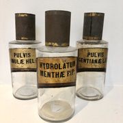 Trio apothecary bottles, early 20th