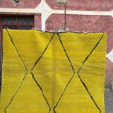 Handmade Berber rug from Oued Zem, yellow, size 140 x 260 cm