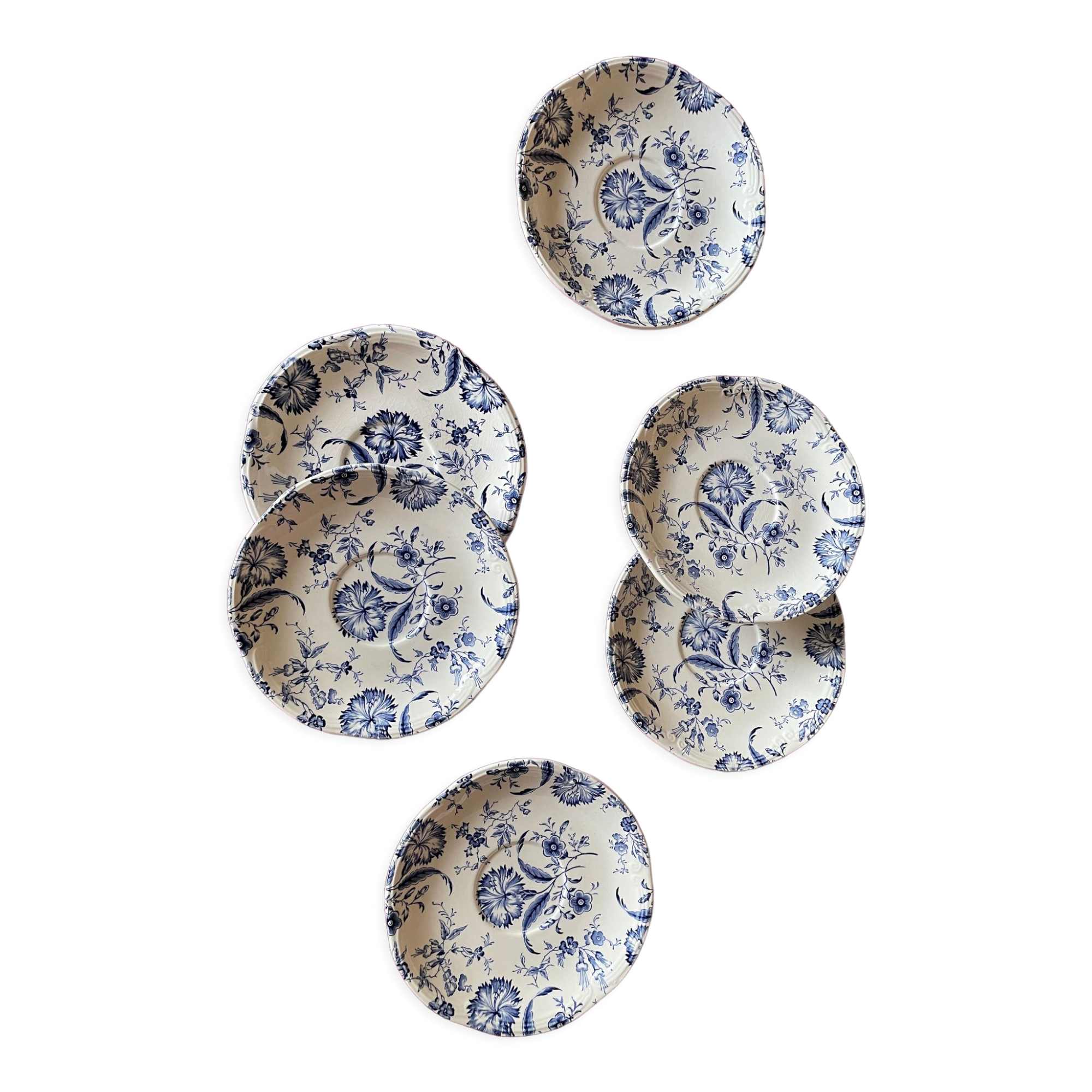 Set of 6 plates dessert earthenware Gien "wild flower" English