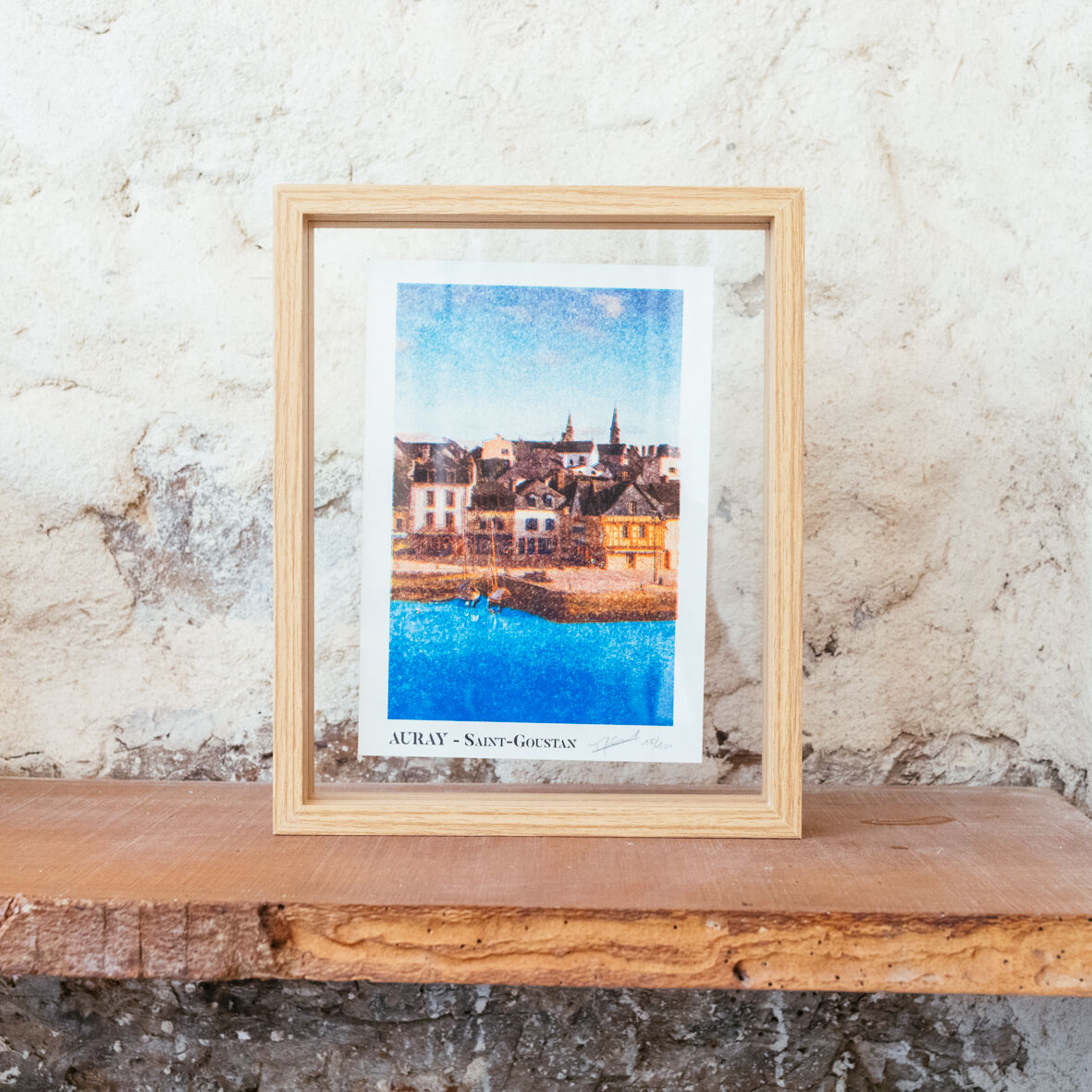 Framed Risography poster, 27 x 22 cm, limited edition 100ex., cotton paper 130g. - Saint-Goustan