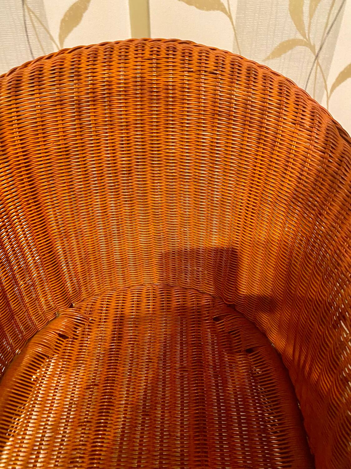 Vintage "Tonneau" Wicker Armchair - 1970s