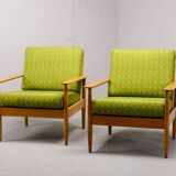 Pair of Beech Wood Ladder Lounge Chairs after Grete Jalk for France and Son