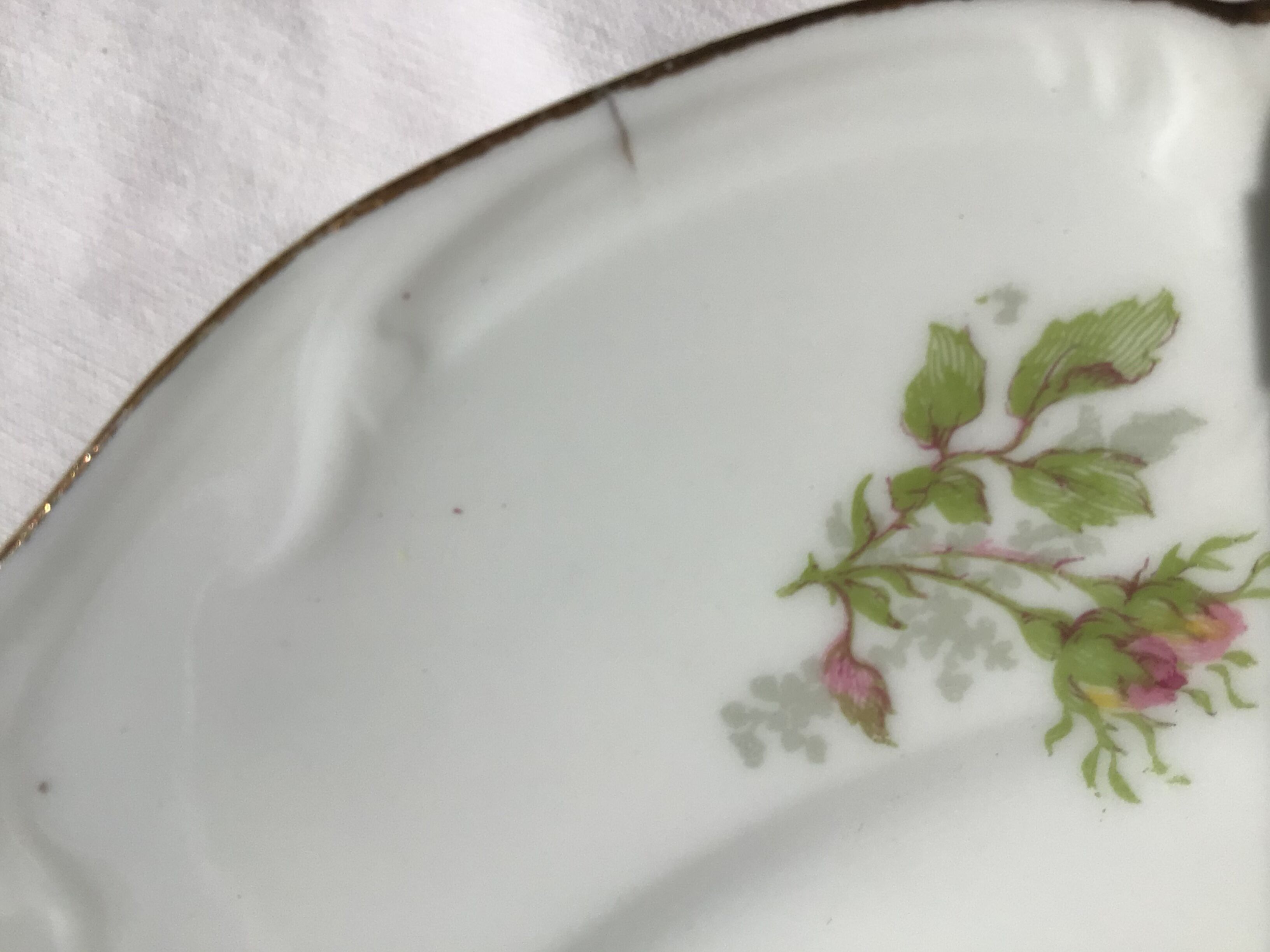 6 plates porcelain dessert J.B.T-Cie Limoges edged gold
