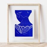 Original linocut - geisha