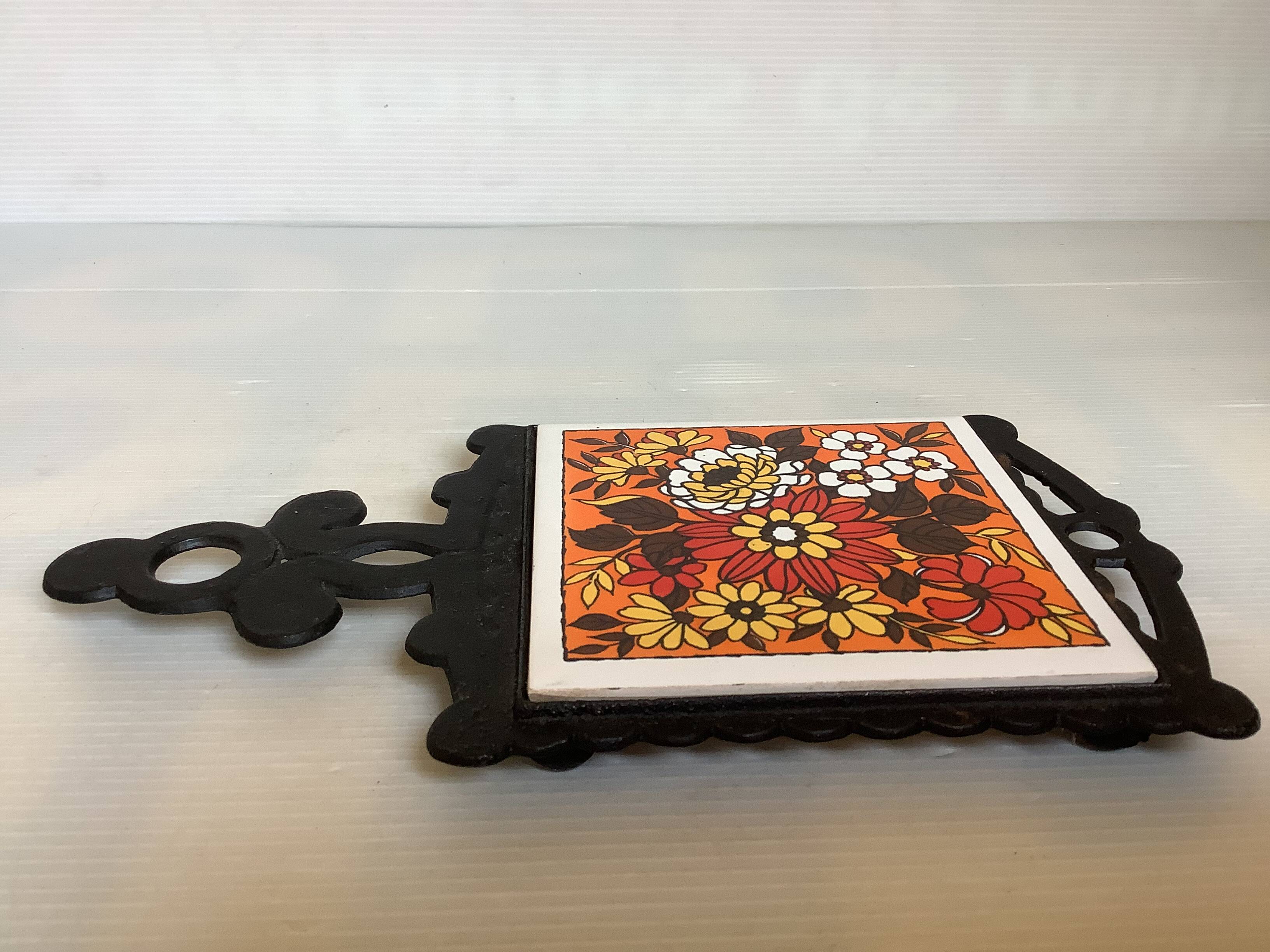 Yellow-orange teapot trivet Japan