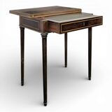Louis XVI style mahogany game table, dressing table, and secretary.